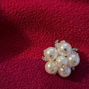 Pearl Cluster Brooch with Crystal Accents - White